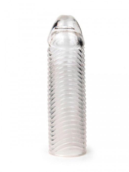 Прозрачная закрытая насадка на пенис с ребрышками - 16 см. - Sex Expert - в Норильске купить с доставкой