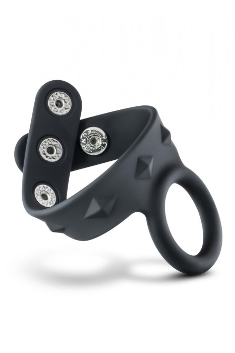 Черное эрекционное кольцо с подхватом мошонки на кнопках VS6 - Blush Novelties - в Норильске купить с доставкой