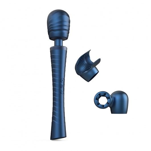 Синий вибромассажёр с насадками Man.wand Edgy - Manwan - в Норильске купить с доставкой