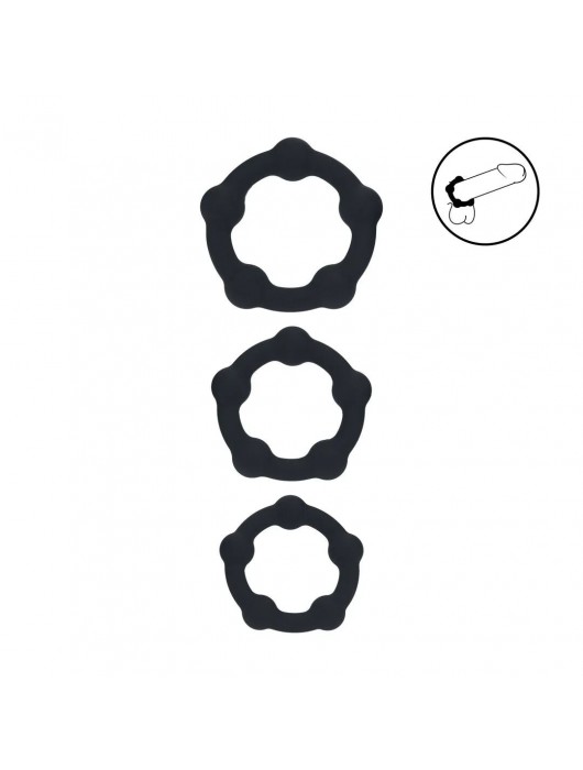 Набор из 3 эрекционных колец Beaded Silicone Cockring Set - Shots Media BV - в Норильске купить с доставкой