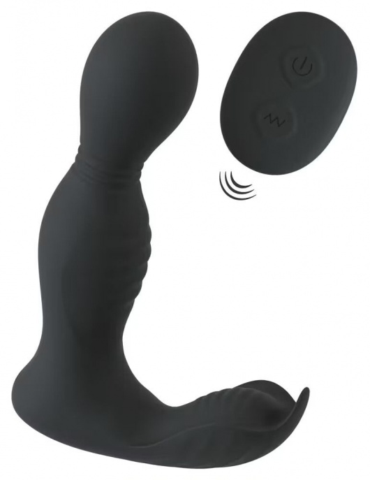 Черная анальная пробка с вибрацией, вращением и пультом ДУ RC Butt Plug with 2 Functions - Orion - в Норильске купить с доставкой