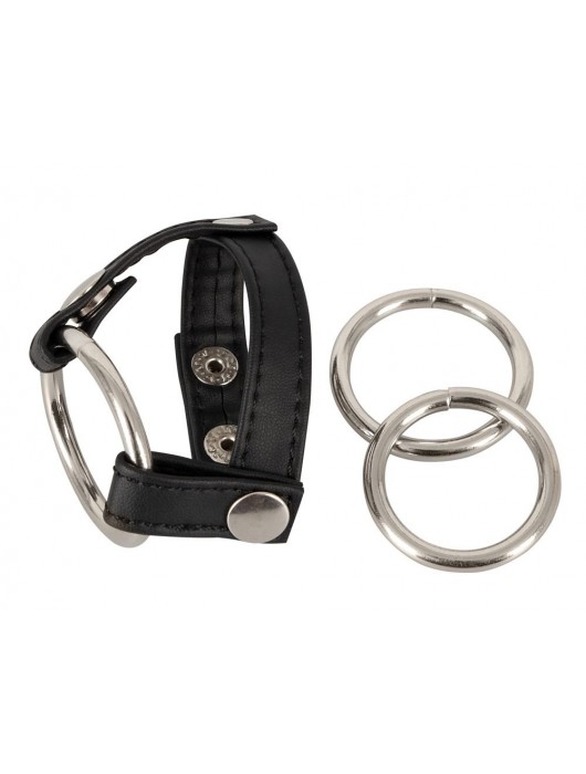 Подхват для мошонки с 3 съемными эрекционными кольцами Leder-Riemen - Orion - в Норильске купить с доставкой