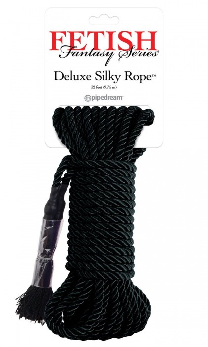 Черная веревка для фиксации Deluxe Silky Rope - 9,75 м. - Pipedream - купить с доставкой в Норильске