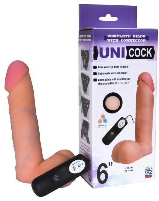 Фаллическая насадка Харнесс UNICOCK 6  с вибрацией - 18 см. - LOVETOY (А-Полимер) - купить с доставкой в Норильске