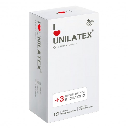 Ультратонкие презервативы Unilatex Ultra Thin - 12 шт. + 3 шт. в подарок - Unilatex - купить с доставкой в Норильске