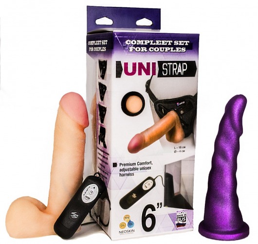 Вибрострапон с двумя насадками UniStrap - 18 и 18 см. - LOVETOY (А-Полимер) - купить с доставкой в Норильске