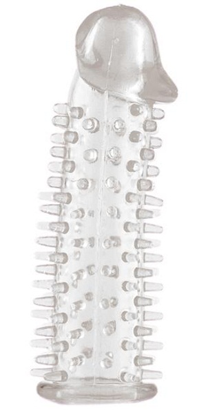 Прозрачная насадка на половой член с закрытой головкой и шипами - 12,5 см. - Toyfa Basic - в Норильске купить с доставкой