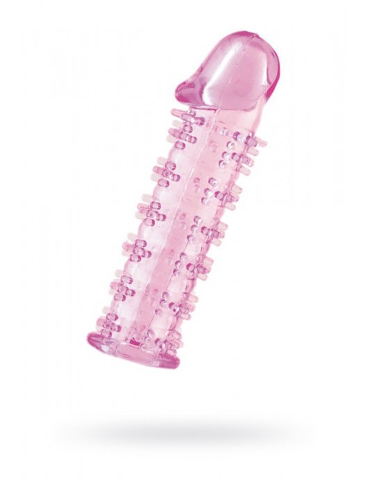 Гелевая розовая насадка на фаллос с шипами - 12 см. - Toyfa Basic - в Норильске купить с доставкой
