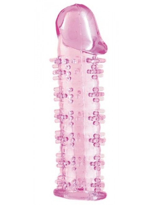 Гелевая розовая насадка на фаллос с шипами - 12 см. - Toyfa Basic - в Норильске купить с доставкой