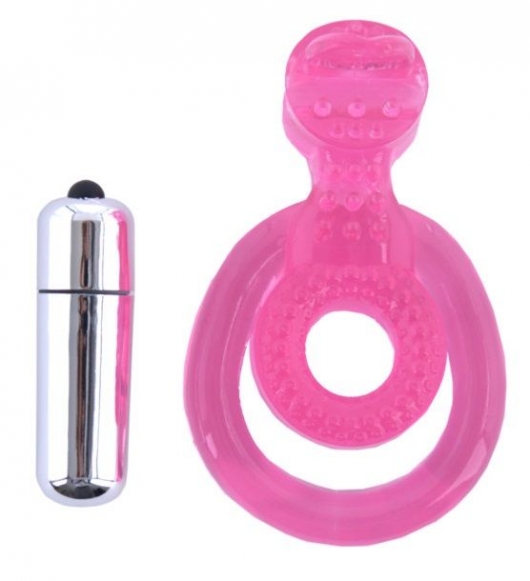 Розовая вибронасадка со стимулятор клитора   Язычок - Toyfa Basic - в Норильске купить с доставкой