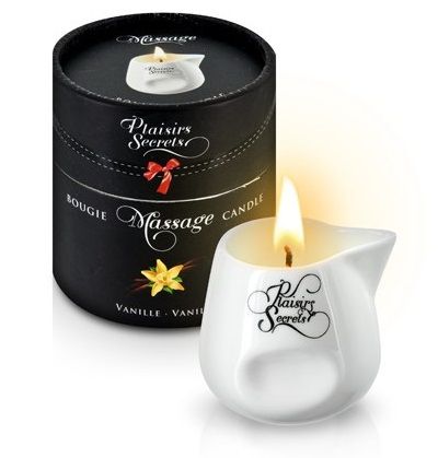 Массажная свеча с ароматом ванили Bougie Massage Gourmande Vanille - 80 мл. - Plaisir Secret - купить с доставкой в Норильске