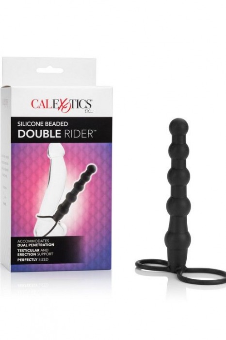 Насадка на пенис для двойного проникновения Silicone Beaded Double Rider - 14 см. - California Exotic Novelties - в Норильске купить с доставкой