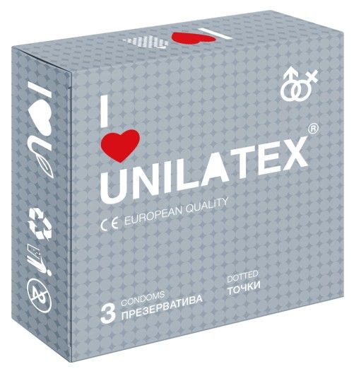 Презервативы с точками Unilatex Dotted - 3 шт. - Unilatex - купить с доставкой в Норильске