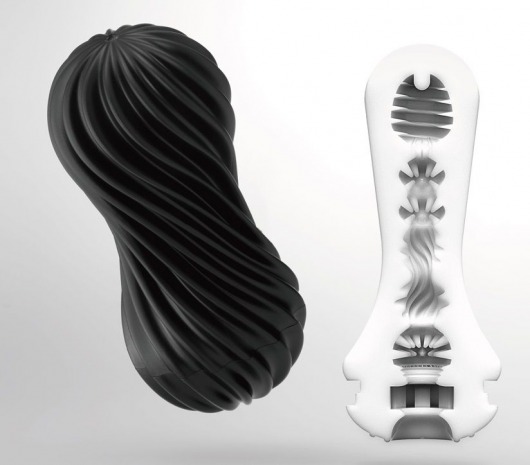 Мастурбатор FLEX Rocky Black с плотным рельефом - Tenga - в Норильске купить с доставкой