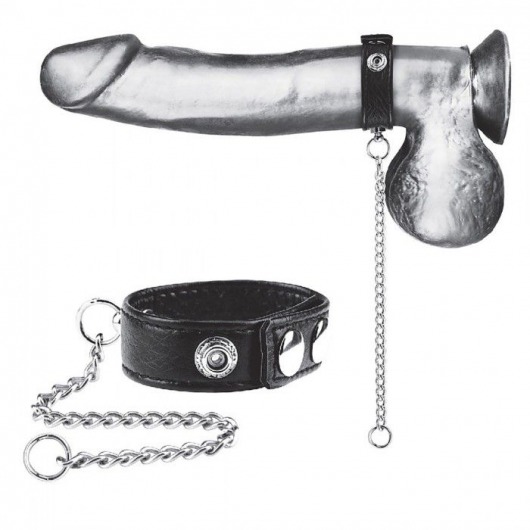 Утяжка на пенис с поводком Snap Cock Ring With 12  Leash - BlueLine - купить с доставкой в Норильске