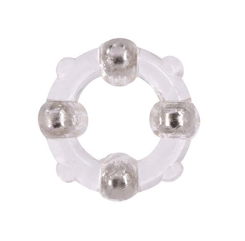 Эрекционное кольцо с 4 бусинами MENZSTUFF STUD RING CLEAR - Dream Toys - в Норильске купить с доставкой