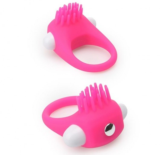 Розовое эрекционное кольцо с щеточкой LIT-UP SILICONE STIMU RING 5 - Dream Toys - в Норильске купить с доставкой