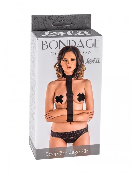 Ошейник с длинной лентой и наручниками Strap Bondage Kit One Size - Lola Games - купить с доставкой в Норильске