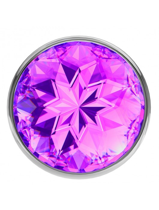 Малая серебристая анальная пробка Diamond Purple Sparkle Small с фиолетовым кристаллом - 7 см. - Lola Games - купить с доставкой в Норильске