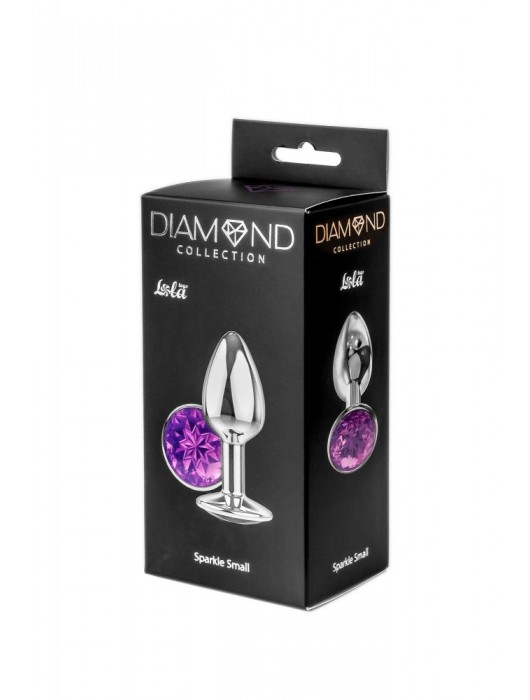 Малая серебристая анальная пробка Diamond Purple Sparkle Small с фиолетовым кристаллом - 7 см. - Lola Games - купить с доставкой в Норильске