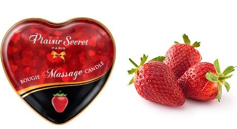 Массажная свеча с ароматом клубники Bougie Massage Candle - 35 мл. - Plaisir Secret - купить с доставкой в Норильске