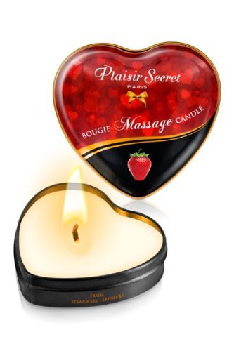Массажная свеча с ароматом клубники Bougie Massage Candle - 35 мл. - Plaisir Secret - купить с доставкой в Норильске