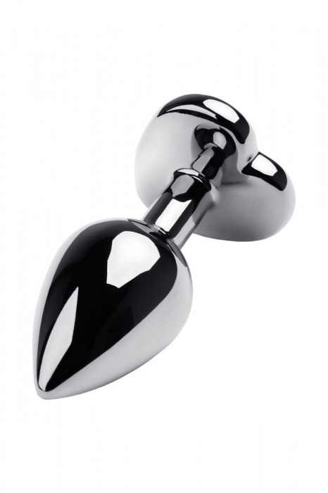 Серебристая анальная пробка с прозрачным кристаллом-сердцем - 8 см. - ToyFa - купить с доставкой в Норильске