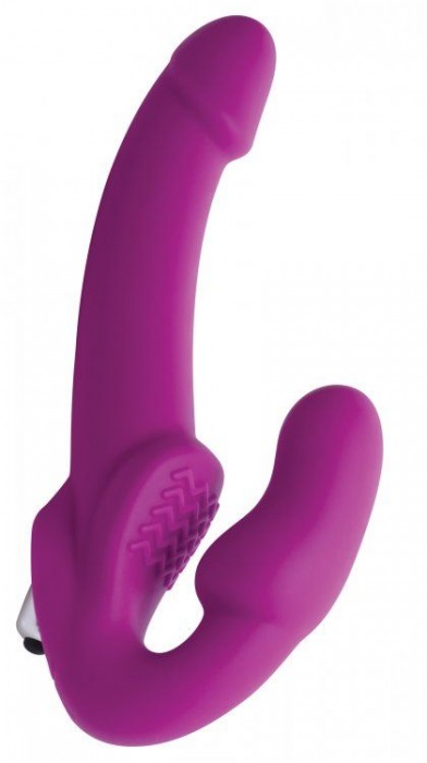 Ярко-розовый безремневой вибрострапон Evoke Vibrating Strapless Silicone Strap-on Dildo - XR Brands - купить с доставкой в Норильске