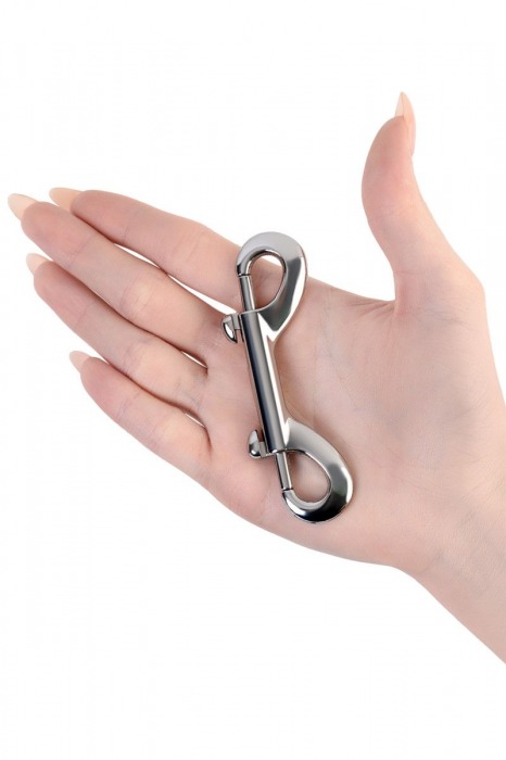 Серебристый двухсторонний карабин TOYFA Metal - ToyFa - купить с доставкой в Норильске